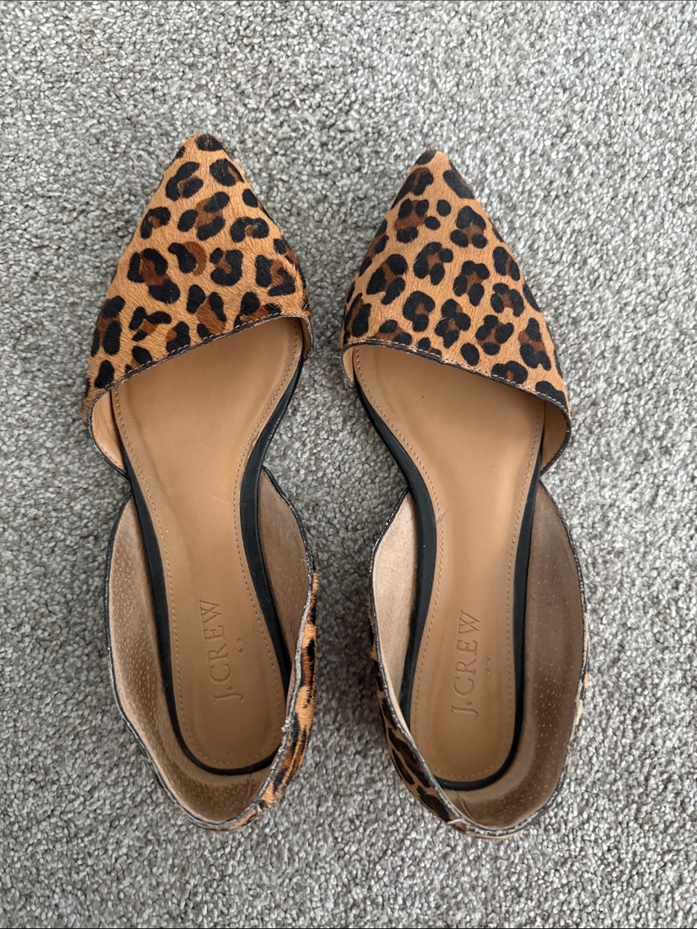 J. Crew Leopard Print Pointed D'Orsay Flats - Brown/Black